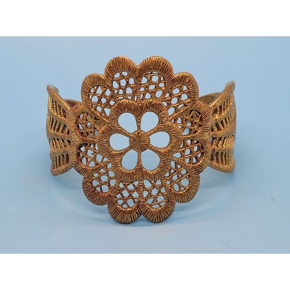 Solid Brass Filligre Cuff Bracelet